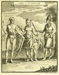A Cape Lope Gonsalvo és Rio Gabon népének ruhája, illusztráció a "Szokások az aranyparton", Thomas Astley, 1745-47 alkotó: American School
