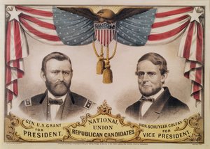 Választási plakát az Egyesült Államok 1868-as elnökválasztásához, Ulysses S. Grant és Schuyler Colfax, 1868
