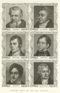 A XIX. század angol költői, Edwin Arnold, S T Coleridge, Robert Burns, Thomas Moore, Lord Byron, Sir Walter Scott alkotó: American School