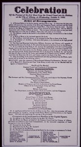 Erie-csatorna: a New York állam csatornarendszerének kulcsfontosságú része; A megnyitását ünneplő 1823. október 8-i Broadside (1825-ben fejeződött be) (litho) alkotó: American School