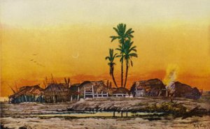 Este egy arab faluban (színes litho) alkotó: American School