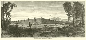 A Millen-i börtöntoll külső képe, 1864. november alkotó: American School