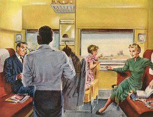 Család, aki első osztályú kabinban utazik vonatúton alkotó: American School