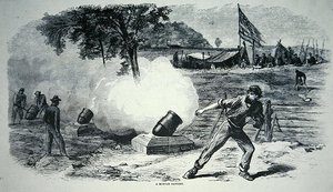 Szövetségi aknavetős üteg az amerikai polgárháborúban (1861-65) (litho) alkotó: American School