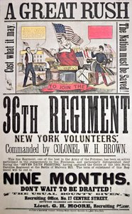 Szövetségi toborzóplakát a 36. ezredhez, New York-i önkéntesek (színes litho) alkotó: American School