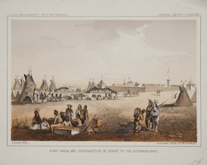 Fort Union és áruosztás az assiniboine-oknak alkotó: American School