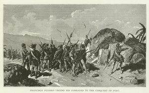 Francisco Pizarro Peru meghódítására buzdítja Társait alkotó: American School