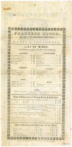 A Franklin House borlapja 1844. május 23-ra (gravírozott menü) alkotó: American School