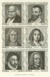 Francia költők, szerzők, P. J. De Beranger, Rabelais, Fenelon, George Sand, Montaigne, Voltaire alkotó: American School