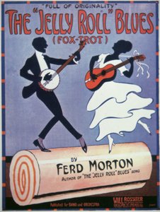 Elülső borító a „The Jelly Roll Blues”-hoz, Jelly Roll Morton (1890-1941) 1915 (színes litó) alkotó: American School