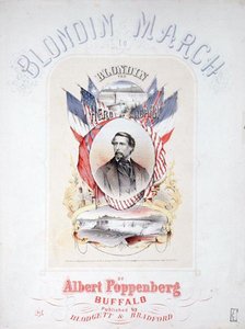 Borító Albert Poppenberg „Blondin March” című kottájához (színes litó) alkotó: American School