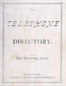 Az 1878. novemberi „The Telephone Directory” címlapja alkotó: American School