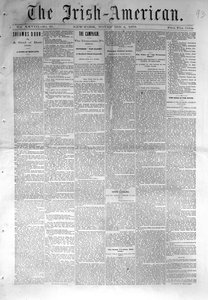 Az Irish-American címlapja, New Yorkban, 1876. november 4-én (újságpapír) alkotó: American School