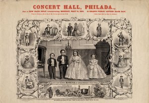 Tom Thumb tábornok és felesége, Com. Nutt és Miss Minnie Warren, kocsma. Currier & Ives, 1863