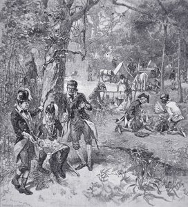 Francis Marion tábornok a táborban (litho) alkotó: American School