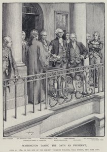 George Washington elnöki eskütétel, 1789. április 30. (litho) alkotó: American School