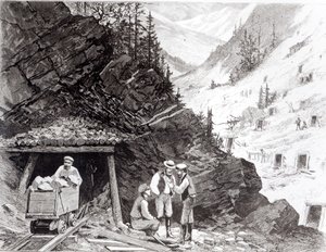 Arany- és ezüstbányászat, Colorado – Mézfésűs hegy, Frenzeny és Tavernier rajzából alkotó: American School