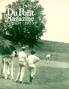 Golfozás, a DuPont Magazin címlapja, 1923. augusztus alkotó: American School