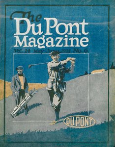 Golfozás, a DuPont Magazin címlapja, 1921. május-június alkotó: American School