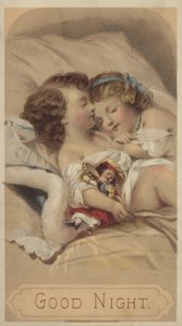Jó éjszakát, ágyban alvó gyerekek (chromolitho) alkotó: American School