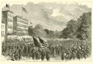 Nagy áttekintés Washingtonban, a Shermans veteránjai a Pennsylvania Avenue-n keresztül vonulnak, 1865. május alkotó: American School