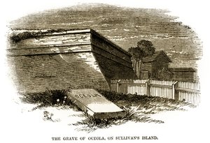 Osceola szeminole törzsfőnök sírja, amely Fort Moultrie északnyugati bástyája mellett jelent meg 1860-ban, közvetlenül az amerikai polgárháború előtt alkotó: American School