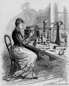 Grooving the Needles, illusztráció a varrógépgyártást a Scientific American magazinból, 1879 alkotó: American School
