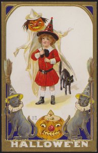 Halloween kártya (színes litográfia) alkotó: American School