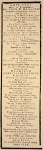 Handbill kommentálja Preston kapitány és hat katona felmentését az 1771. októberi tárgyalás után (litho) alkotó: American School