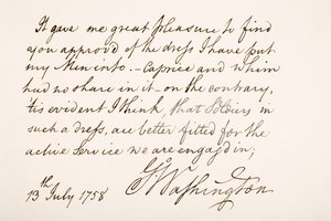 George Washington kézírása és aláírása, 1758 alkotó: American School