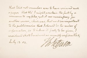 Thomas Jefferson kézírása és aláírása, 1803 alkotó: American School
