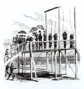 A Lincoln-gyilkosság összeesküvőinek felakasztása, 1865. július 7 alkotó: American School
