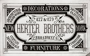 Herter Brothers, Decorations, Furniture, 877 & 879 Broadway, New York (litho [kereskedelmi kártya]) alkotó: American School