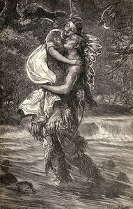 Hiawatha és Minnehaha, illusztráció Henry Wadsworth Longfellow (1807-82) „Hiawatha” című költeményéből, 1855-ben alkotó: American School