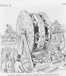 Nyaralási sportok Ceylonban, kör alakú kerékben, 1893 körül (illusztráció) alkotó: American School