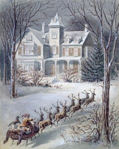 Illusztráció: Clement Clarke Moore professzor (1779-1863) a Twas the Night Before Christmas-ből alkotó: American School