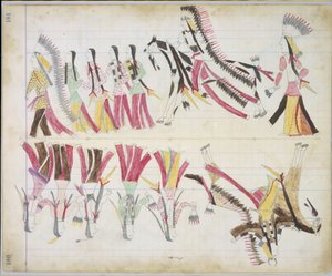 Indiai tánc, illusztráció a Black Horse Ledgerből, 1877-79 (ceruza és zsírkréta papíron) alkotó: American School