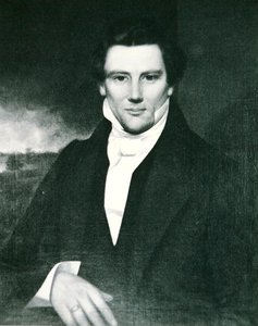 Joseph Smith (1805-44) próféta, a mormon vallás alapítója az Egyesült Államokban (litho) alkotó: American School