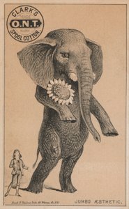 Jumbo érkezése, hirdetés Clark orsó pamutjáról, P T Barnum híres cirkuszi elefántjával alkotó: American School