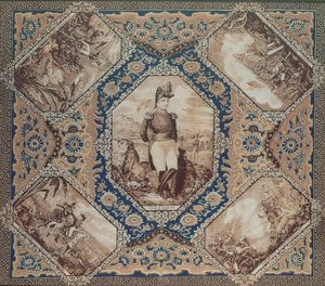 Kendő Zachary Taylor portréjával és a mexikói háború csatáival (1846-8), 1848 (pamut) alkotó: American School