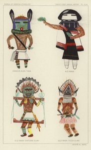 Kwacus Alek Taka, Alo Mana, Régi maszk (Katcina klán), Régi maszk (Tcua klán) (színes litográfia) alkotó: American School