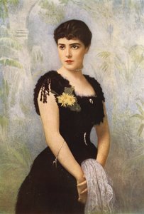 Lady Randolph Spencer-Churchill, született Miss Jennie Jerome New Yorkból, aki feleségül vette Lord Randolph Spencer-Churchillt (színes litó) alkotó: American School