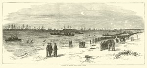 A csapatok partraszállása Fort Fisher felett, 1865. január alkotó: American School