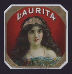Laurita, szivarcímke (chromolitho) alkotó: American School
