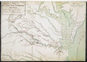 EARL CORNWALLIS altábornagy alatt álló hadsereg menetelése VIRGINIA-ban, a Petersburg-i JUNCTION-tól május 20-án, a Portsmouth-i érkezésükig 1781. július 12-én. alkotó: American School
