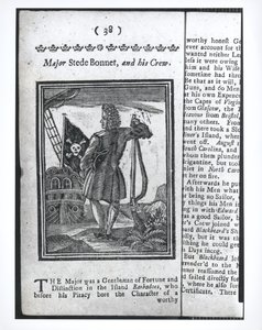 Stepe Bonnet őrnagy, 38. oldal: A leghírhedtebb kalózok és legénységük története és élete, London, 1725 alkotó: American School