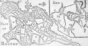Boston térképe, nyomtatva: Bickerstaffs Albany Almanack, 1776 (nyomtatott)