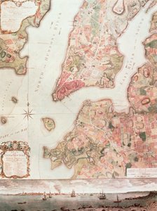 New York térképe 1766-67-ben (akvarell, papír) alkotó: American School