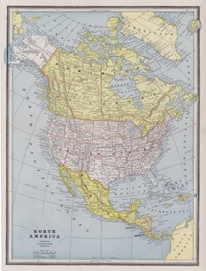 Észak-Amerika térképe (színes metszet) alkotó: American School