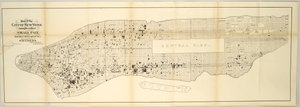 New York város térképe, amelyen a himlő helye látható 1874. május 1. és 1875. április 30. között. alkotó: American School